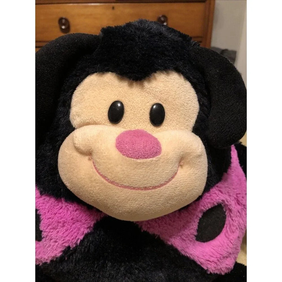 Vintage Mushable Pot Bellies Pink Black Ladybug Plush Stuffed Animal 14” Tall - Picture 2 of 8